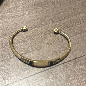 Moroccan Brass Gold (colored) and Black Open Cuff Bracelet